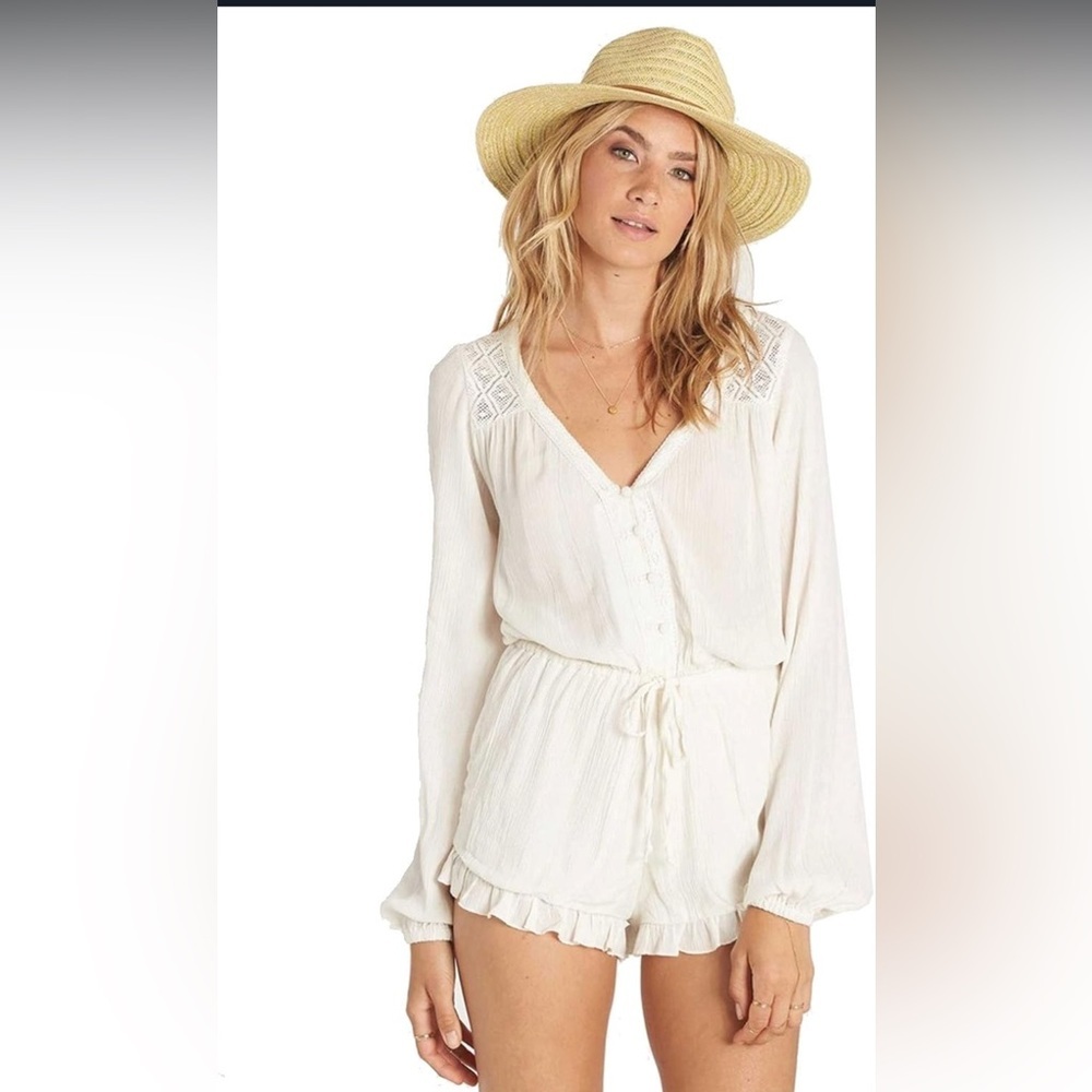 Billabong Cream Long-Sleeve V-Neck Romper